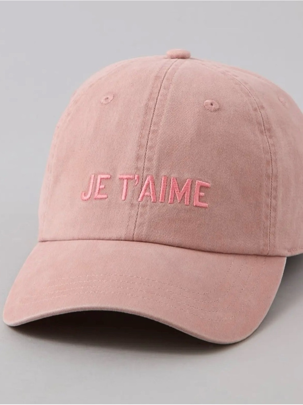 American Eagle Dusty Rose Je T'aime AdjustableEmbroidered Baseball Cap - Women